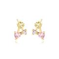 Chic 18k gold plated heart and star stud earrings with pink and yellow zircons - Gold Plated Colorful Zirconia (E2395)