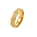 Detailed view of a gold-toned titanium steel ring with a frosted sandblasted texture - Size 5 / 6mm Plain / Gold