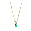 Titanium steel necklace with gold chain and pear-shaped green birthstone pendant - May Green