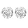 Minimalist silver sunburst pattern earrings in polished stainless steel for women - Steel Round Sunburst Pattern Earrings (MS-496)
