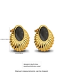 Vintage style golden stainless steel shell earrings with black oval inlay 2.54cm size - Gold Vintage Black Heart