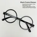 Black round wizard costume glasses frame for Halloween role play with 5.5cm lens diameter - Black Frame Glasses (No Lenses)