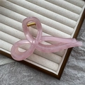 Pink jelly translucent hair claw clip with bow shape design and gold spring - 13cm Ribbon Bow / Jelly Pink