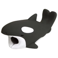 Orca animal cable bite protector in black and white silicone for charger wire - Killer Whale