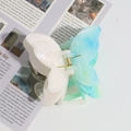 Elegant butterfly hair claw clip with cream and blue gradient marble acetate finish - Two-tone Blue-Green