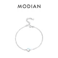 S925 Sterling Silber Herzarmband mit blauer Emaille und funkelndem Kristallbesatz - 925er Silber / Blau
