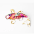 Handmade koi fish figurine with vibrant colorful crystals and gold leaf resin filling - Abalone Shell