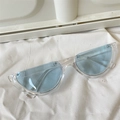 Detail of blue cat eye sunglasses with transparent polygonal semi-rimless frames - Semi-rimless Transparent Blue Lens
