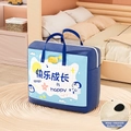 Blue Oxford cloth quilt storage bag with cute penguin print and name card slot - M / Blue Happy Growth (Thickened 600D)