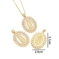 18k gold plated Virgin Mary shell pendant necklace with zircon inlay and size dimensions - Golden Religious Virgin Mary Style (Style F)