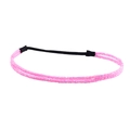 Detail of pink glitter double-strand headband with black elastic connector for women - Pink