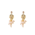 Elegant 18k gold-plated leaf earrings with freshwater pearl clusters and purple gems - Leaf Grape Stud Earrings