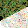DIY glow in the dark round acrylic letter beads for personalized jewelry making - Luminous + Colorful Text