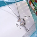 Collana con ciondolo a luna d'argento con zirconi e guscio con misure del prodotto - Argento / Bianco Iridescente