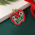 Cute apple shaped brooch with I Love Teach text and red heart for holiday gifts - Style 4