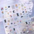 Embossed cartoon nail art stickers with cats and tulips in macaron colors, model M-1169 - M-1169 New Relief + Jelly Glue