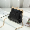 Mini black quilted purse with kiss lock and gold chain strap in vintage style - Style 2 / Black