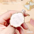 Japanese resin nail art palette ring with white marble texture and irregular gold trim - Mirror White