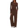 Detail of high-waist wide-leg trousers with drawstring tie in deep brown fabric - S / Dark Coffee