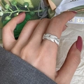 Vintage 925 sterling silver feather ring with detailed textures and adjustable open band - Silver Feather Shape Opening Style(JZ0110)