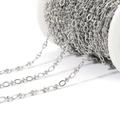 Silver stainless steel 4.5mm embossed lip chain wound on a white spool for DIY jewelry - 4.5mm Width Lip Chain Bowknot Horizontal Ribbed Embossed / Steel