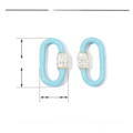 Macro detail of oval stainless steel pendant with blue enamel and crystal inlay - Light Blue Rhinestone C-Hoop Component