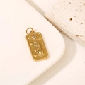 Detailed 14K gold-filled rectangular pendant with carved palm moon and star patterns - Palm Star Moon Rectangle (H-7333) / 14K Gold