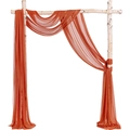 Terracotta chiffon arch drape for weddings with soft texture on birch wood frame - 70*800cm / Orange