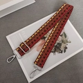 Colorful woven bag strap with red, yellow and brown geometric patterns and silver hooks - Yellow Grey Brown + Silver Hook
