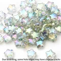 Star-shaped glass beads in aurora light grey finish for DIY jewelry and hair accessories - 8mm 10Pcs/Bag / Plated Light Gray