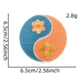 Round floral Yin Yang embroidery patch in blue and orange with 6.5cm diameter dimension - Cartoon Patch 12#