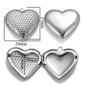 Silver stainless steel heart locket with embossed star pattern and 27x29mm photo slot - A99-Patterned Heart