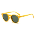 Retro round polarized sunglasses with bright yellow frame and dark smoky lenses - Yellow Frame Green Lens