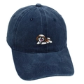Berretto da baseball in cotone lavato blu scuro con simpatico ricamo di cucciolo - M (56-58cm) / Blu navy