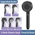 Matte black handheld shower head with 5 spray modes and high pressure feature - Matte Black Painted 5-Mode Spray Shower Head