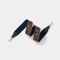 Ethnic wide shoulder strap for bags in dark blue and orange with gold metal hooks - Width 5cm Length 70cm / Blue Gold Buckle