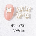 Détail macro de breloques papillon en émail blanc bordé d'or 7,5x7 mm pour nail art chic - Grand Papillon Blanc Bordure Dorée (A721)