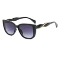 Fashionable black cat-eye sunglasses for women with purple gradient lenses and gold temples - C01 Black and Gray