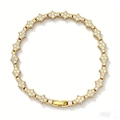 Elegant gold-tone geometric star link bracelet with sparkling white zirconia stones - Gold Star Rhinestone Style (DZ-804)