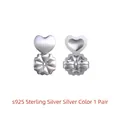 Pair of s925 sterling silver heart-shaped earring backs in a polished silver finish - Silver Heart Earring Lifts