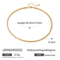 Collar de acero inoxidable chapado en oro de 18K 3mm impermeable e hipoalergénico para mujer - 40.0cm+5.0cm / Collar de cadena plana retorcida dorada (JDNW2405052)