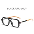 Black double-bridge square sunglasses with clear lenses and tortoiseshell patterned temples - Black Frame Clear Lens