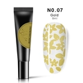 Golden nail stamping gel No.07 in 8ml tube with floral pattern nail art display - Gold