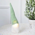Gnomo de Navidad luminoso con gorro de pana verde largo y barba blanca con luz brillante - Verde Pálido