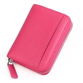 Portacarte a fisarmonica in pelle martellata rosso rosa con cerniera in metallo - Rosa Rosso