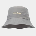 Grey quick-dry sun hat with Smile embroidery and wink face in minimalist style - One Size / Gray