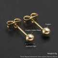 Minimalistische Kugelohrstecker mit 18 Karat Vergoldung und poliertem Kupferkern - ED03-8 Kugel 0.4CM / Gold