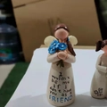 Resin angel figurine with blue flowers and I wouldn't be me if I didn't have you as a FRIEND text - Angel Woman with Bouquet (I wouldn't be me)