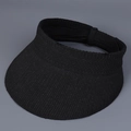 Detailed knit texture and wide brim of a black packable sun visor hat for women - M (56-58cm) / Solid Black