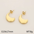 Pendientes de luna huecos en forma de U bañados en oro de 18K con acabado dorado - Estilo de Luna Creciente (KE114115-KFC) / Dorado